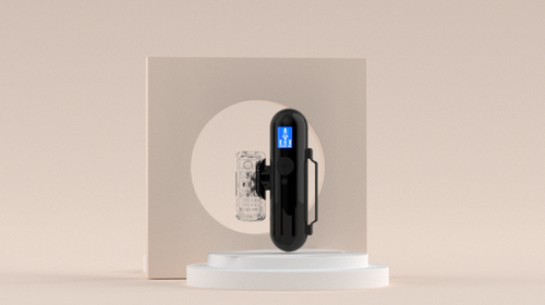 Front view of Crazy GIGI with screen, controls, and removable clear sleeve