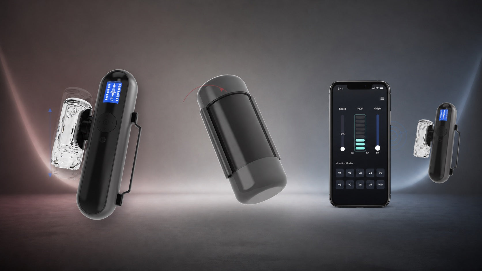 Crazy GIGI shown for automatic operation, direct handheld sleeve use, and compatible app-guided Content Sync