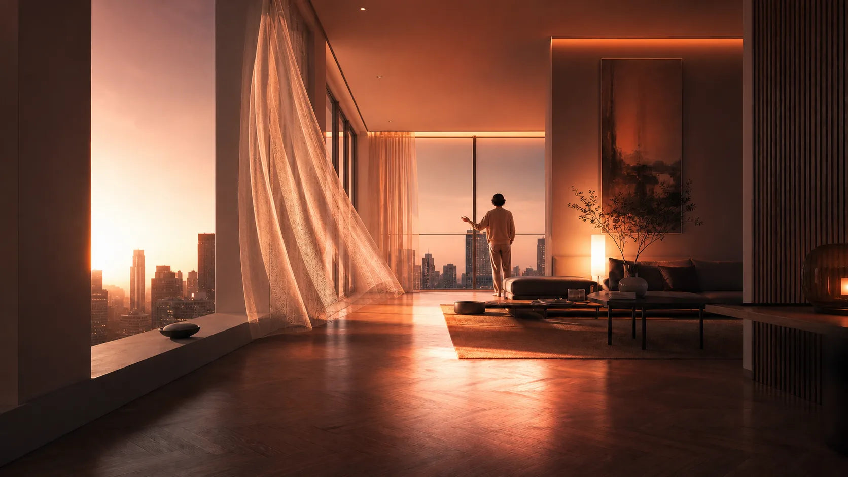 A calm private room shaped around the person inside it